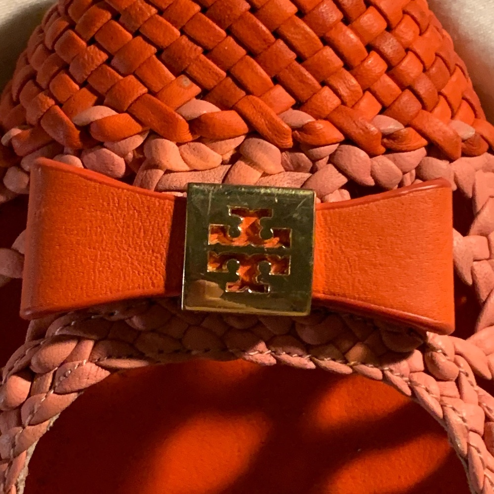 Tory Burch Woven leather Flats 7.5M Pink and Orange Gently worn - Picture 9 of 9